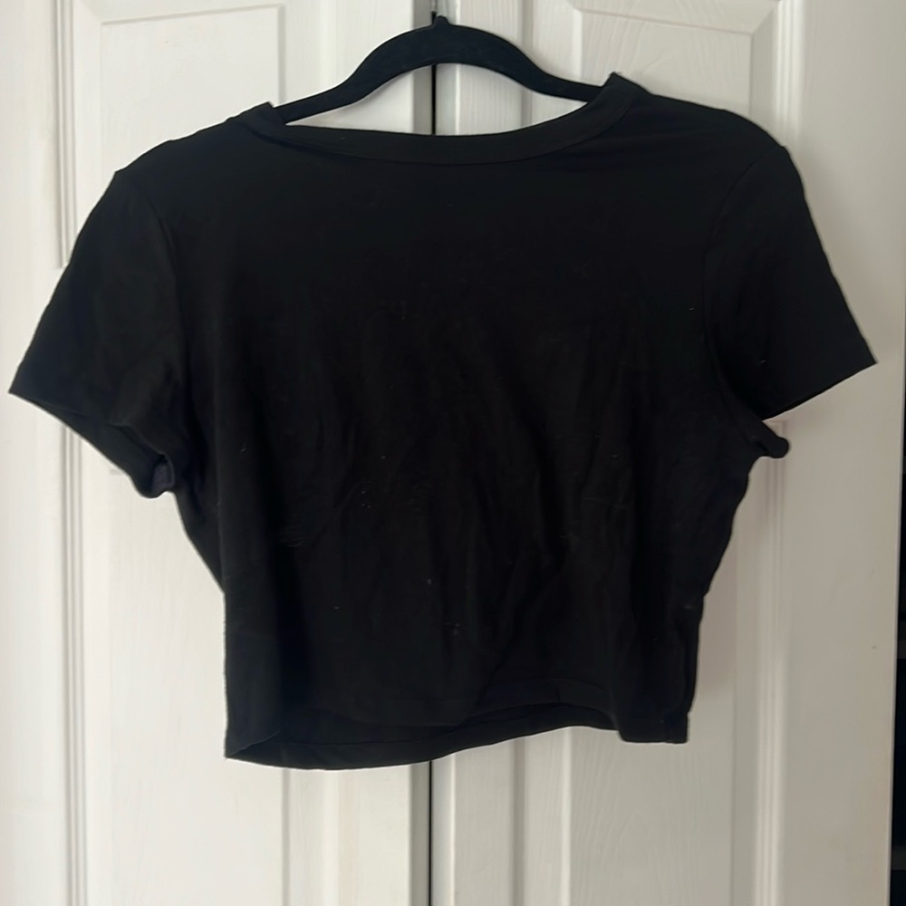 High Neck Cropped T Shirt